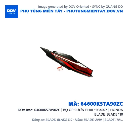 64600K57A90ZC | BỘ ỐP SƯỜN PHẢI *R340C* | HONDA BLADE, BLADE 110 — 64600K57A90ZC