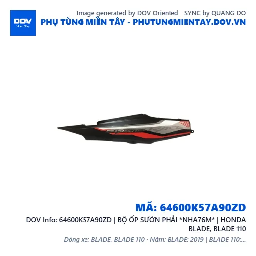 64600K57A90ZD | BỘ ỐP SƯỜN PHẢI *NHA76M* | HONDA BLADE, BLADE 110 — 64600K57A90ZD