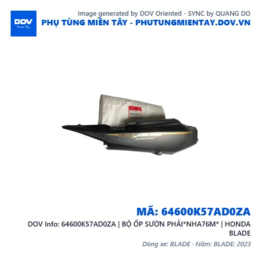 64600K57AD0ZA | BỘ ỐP SƯỜN PHẢI*NHA76M* | HONDA BLADE — 64600K57AD0ZA