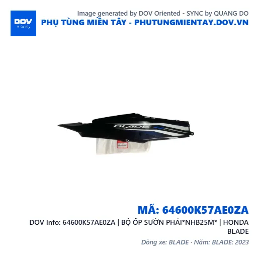 64600K57AE0ZA | BỘ ỐP SƯỜN PHẢI*NHB25M* | HONDA BLADE — 64600K57AE0ZA
