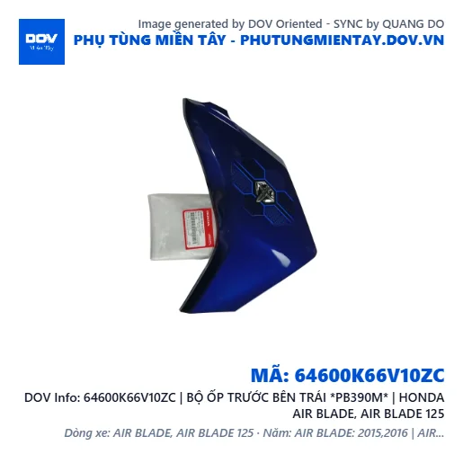 64600K66V10ZC | BỘ ỐP TRƯỚC BÊN TRÁI *PB390M* | HONDA AIR BLADE, AIR BLADE 125 — 64600K66V10ZC