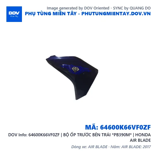 64600K66VF0ZF | BỘ ỐP TRƯỚC BÊN TRÁI *PB390M* | HONDA AIR BLADE — 64600K66VF0ZF