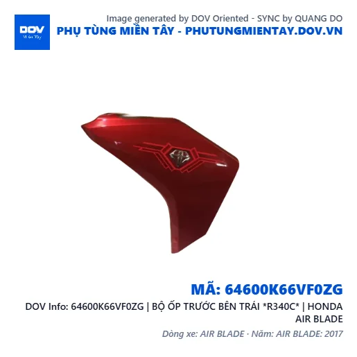 64600K66VF0ZG | BỘ ỐP TRƯỚC BÊN TRÁI *R340C* | HONDA AIR BLADE — 64600K66VF0ZG
