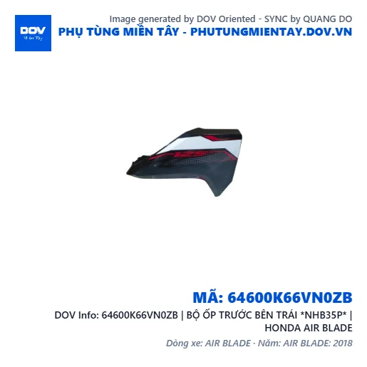 64600K66VN0ZB | BỘ ỐP TRƯỚC BÊN TRÁI *NHB35P* | HONDA AIR BLADE — 64600K66VN0ZB