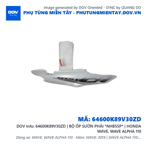 64600K89V30ZD | BỘ ỐP SƯỜN PHẢI *NHB55P* | HONDA WAVE, WAVE ALPHA 110 — 64600K89V30ZD
