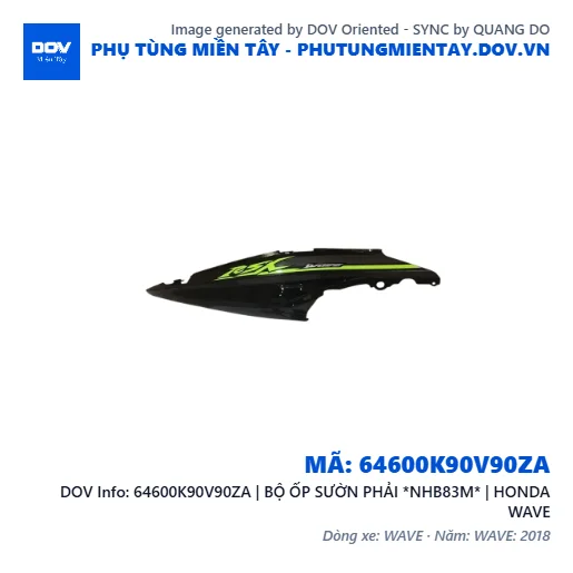 64600K90V90ZA | BỘ ỐP SƯỜN PHẢI *NHB83M* | HONDA WAVE — 64600K90V90ZA