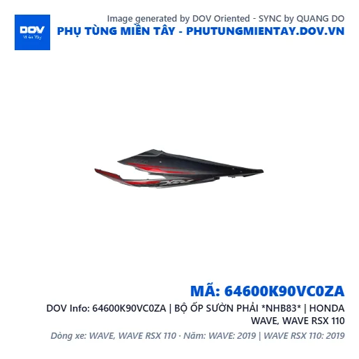 64600K90VC0ZA | BỘ ỐP SƯỜN PHẢI *NHB83* | HONDA WAVE, WAVE RSX 110 — 64600K90VC0ZA