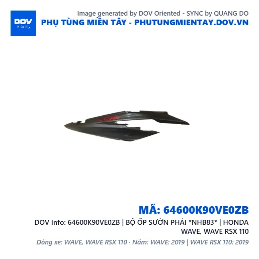 64600K90VE0ZB | BỘ ỐP SƯỜN PHẢI *NHB83* | HONDA WAVE, WAVE RSX 110 — 64600K90VE0ZB