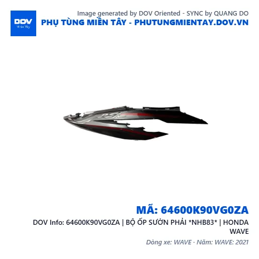 64600K90VG0ZA | BỘ ỐP SƯỜN PHẢI *NHB83* | HONDA WAVE — 64600K90VG0ZA