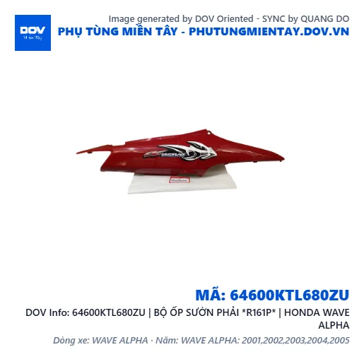 64600KTL680ZU | BỘ ỐP SƯỜN PHẢI *R161P* | HONDA WAVE ALPHA — 64600KTL680ZU