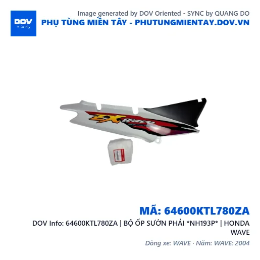 64600KTL780ZA | BỘ ỐP SƯỜN PHẢI *NH193P* | HONDA WAVE — 64600KTL780ZA