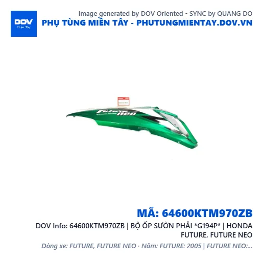 64600KTM970ZB | BỘ ỐP SƯỜN PHẢI *G194P* | HONDA FUTURE, FUTURE NEO — 64600KTM970ZB