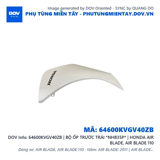 64600KVGV40ZB | BỘ ỐP TRƯỚC TRÁI *NHB35P* | HONDA AIR BLADE, AIR BLADE 110 — 64600KVGV40ZB