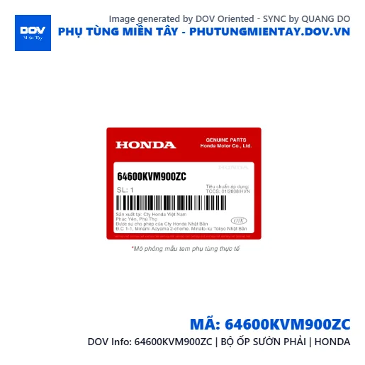 64600KVM900ZC | BỘ ỐP SƯỜN PHẢI | HONDA  — 64600KVM900ZC