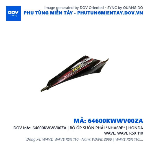 64600KWWV00ZA | BỘ ỐP SƯỜN PHẢI *NHA69P* | HONDA WAVE, WAVE RSX 110 — 64600KWWV00ZA