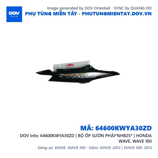 64600KWYA30ZD | BỘ ỐP SƯỜN PHẢI*NHB25* | HONDA WAVE, WAVE 100 — 64600KWYA30ZD