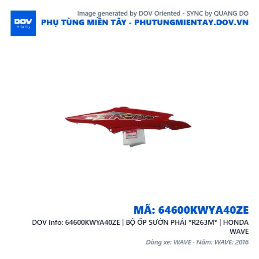 64600KWYA40ZE | BỘ ỐP SƯỜN PHẢI *R263M* | HONDA WAVE — 64600KWYA40ZE