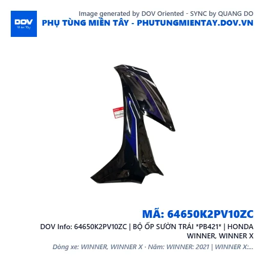 64650K2PV10ZC | BỘ ỐP SƯỜN TRÁI *PB421* | HONDA WINNER, WINNER X — 64650K2PV10ZC