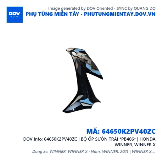 64650K2PV40ZC | BỘ ỐP SƯỜN TRÁI *PB406* | HONDA WINNER, WINNER X — 64650K2PV40ZC