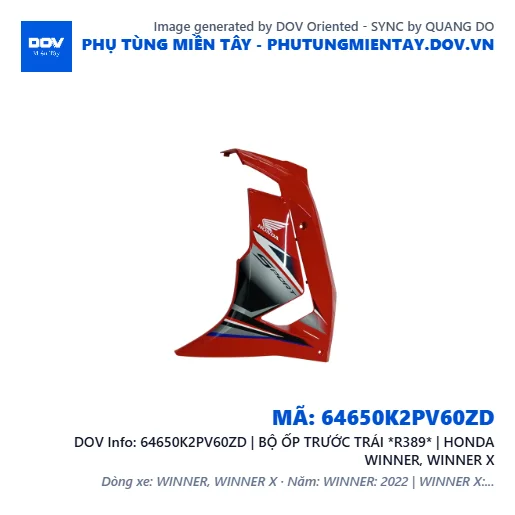 64650K2PV60ZD | BỘ ỐP TRƯỚC TRÁI *R389* | HONDA WINNER, WINNER X — 64650K2PV60ZD