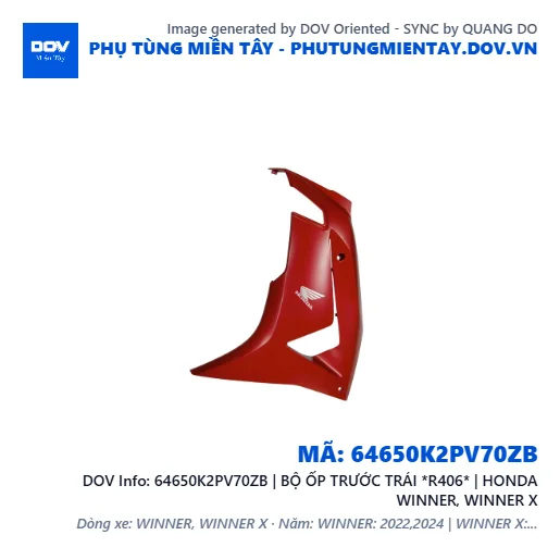 64650K2PV70ZB | BỘ ỐP TRƯỚC TRÁI *R406* | HONDA WINNER, WINNER X — 64650K2PV70ZB