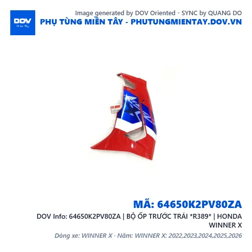 64650K2PV80ZA | BỘ ỐP TRƯỚC TRÁI *R389* | HONDA WINNER X — 64650K2PV80ZA