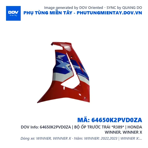 64650K2PVD0ZA | BỘ ỐP TRƯỚC TRÁI *R389* | HONDA WINNER, WINNER X — 64650K2PVD0ZA