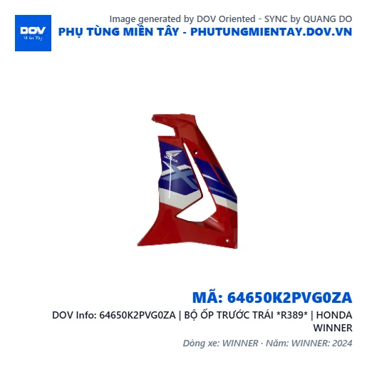 64650K2PVG0ZA | BỘ ỐP TRƯỚC TRÁI *R389* | HONDA WINNER — 64650K2PVG0ZA