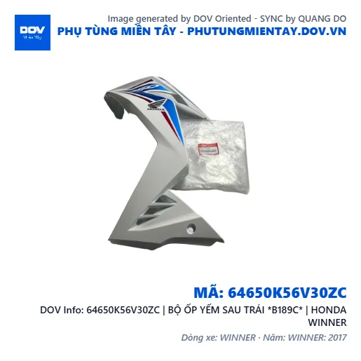 64650K56V30ZC | BỘ ỐP YẾM SAU TRÁI *B189C* | HONDA WINNER — 64650K56V30ZC