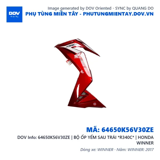 64650K56V30ZE | BỘ ỐP YẾM SAU TRÁI *R340C* | HONDA WINNER — 64650K56V30ZE