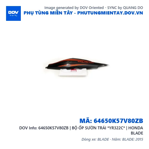 64650K57V80ZB | BỘ ỐP SƯỜN TRÁI *YR322C* | HONDA BLADE — 64650K57V80ZB