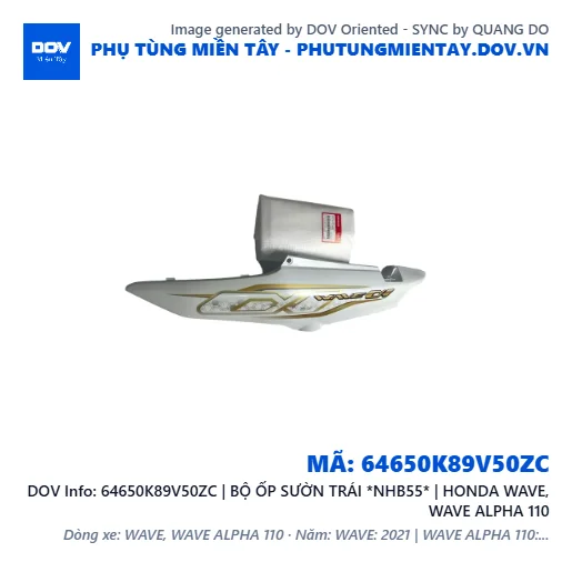 64650K89V50ZC | BỘ ỐP SƯỜN TRÁI *NHB55* | HONDA WAVE, WAVE ALPHA 110 — 64650K89V50ZC
