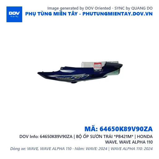 64650K89V90ZA | BỘ ỐP SƯỜN TRÁI *PB421M* | HONDA WAVE, WAVE ALPHA 110 — 64650K89V90ZA