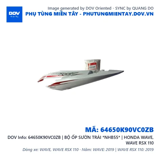 64650K90VC0ZB | BỘ ỐP SƯỜN TRÁI *NHB55* | HONDA WAVE, WAVE RSX 110 — 64650K90VC0ZB