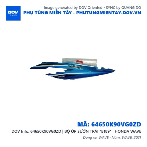 64650K90VG0ZD | BỘ ỐP SƯỜN TRÁI *B189* | HONDA WAVE — 64650K90VG0ZD