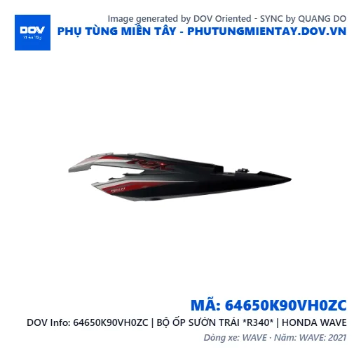 64650K90VH0ZC | BỘ ỐP SƯỜN TRÁI *R340* | HONDA WAVE — 64650K90VH0ZC