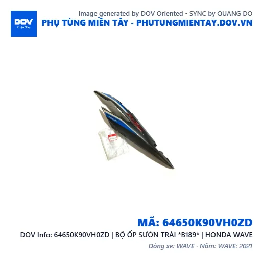 64650K90VH0ZD | BỘ ỐP SƯỜN TRÁI *B189* | HONDA WAVE — 64650K90VH0ZD