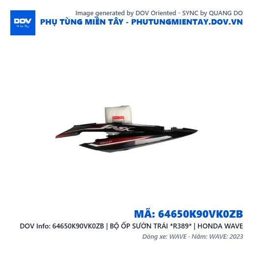 64650K90VK0ZB | BỘ ỐP SƯỜN TRÁI *R389* | HONDA WAVE — 64650K90VK0ZB