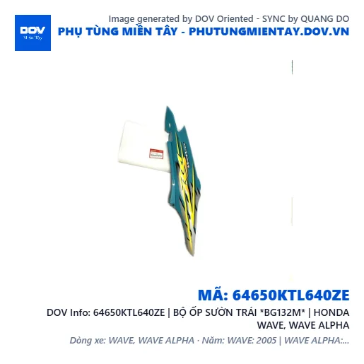 64650KTL640ZE | BỘ ỐP SƯỜN TRÁI *BG132M* | HONDA WAVE, WAVE ALPHA — 64650KTL640ZE