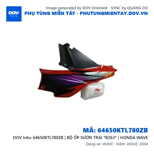 64650KTL780ZB | BỘ ỐP SƯỜN TRÁI *R263* | HONDA WAVE — 64650KTL780ZB