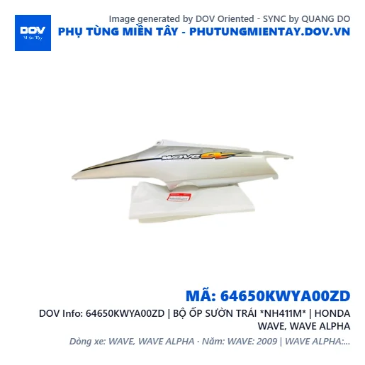64650KWYA00ZD | BỘ ỐP SƯỜN TRÁI *NH411M* | HONDA WAVE, WAVE ALPHA — 64650KWYA00ZD
