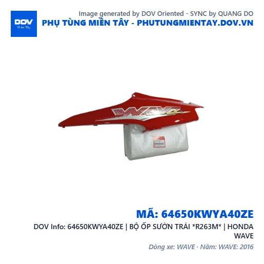 64650KWYA40ZE | BỘ ỐP SƯỜN TRÁI *R263M* | HONDA WAVE — 64650KWYA40ZE