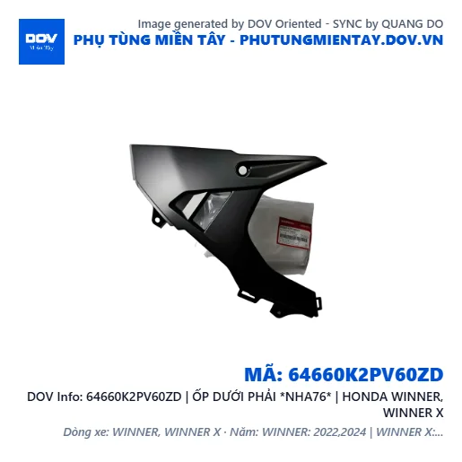64660K2PV60ZD | ỐP DƯỚI PHẢI *NHA76* | HONDA WINNER, WINNER X — 64660K2PV60ZD