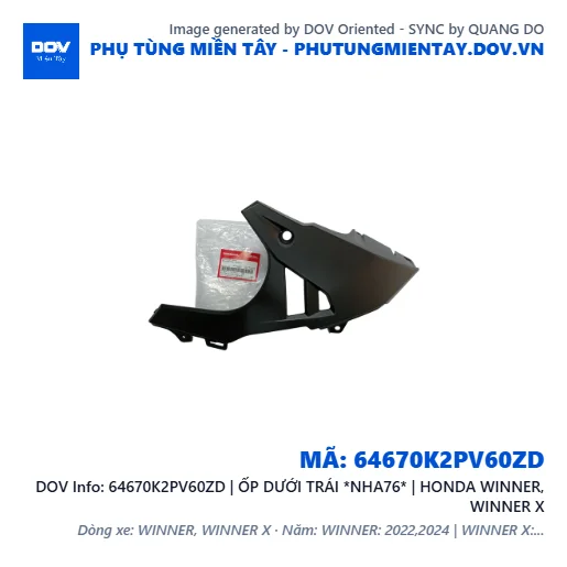 64670K2PV60ZD | ỐP DƯỚI TRÁI *NHA76* | HONDA WINNER, WINNER X — 64670K2PV60ZD