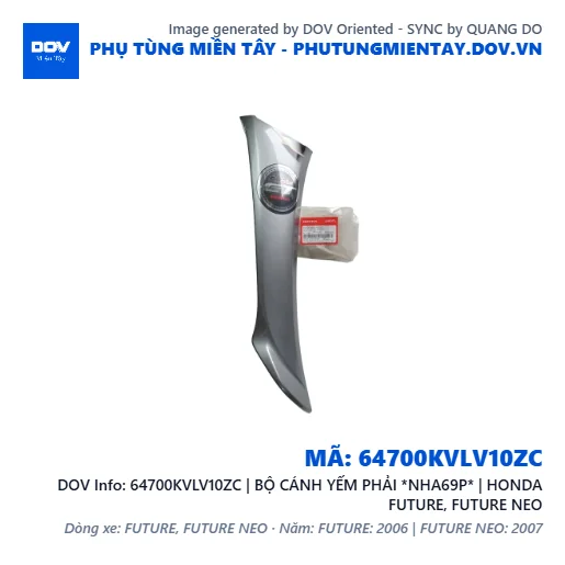 64700KVLV10ZC | BỘ CÁNH YẾM PHẢI *NHA69P* | HONDA FUTURE, FUTURE NEO — 64700KVLV10ZC