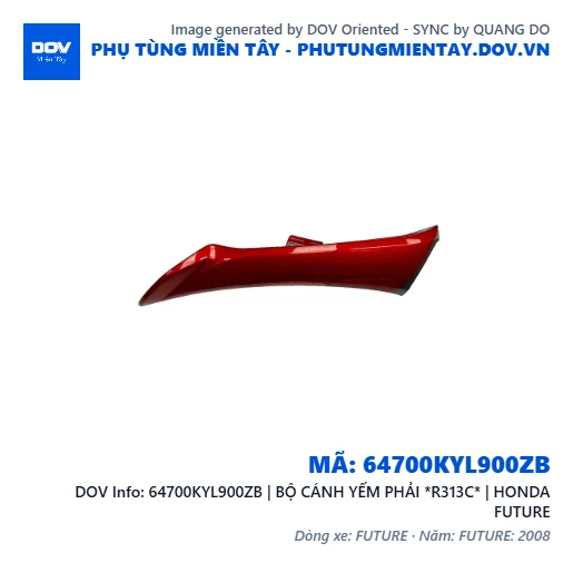 64700KYL900ZB | BỘ CÁNH YẾM PHẢI *R313C* | HONDA FUTURE — 64700KYL900ZB