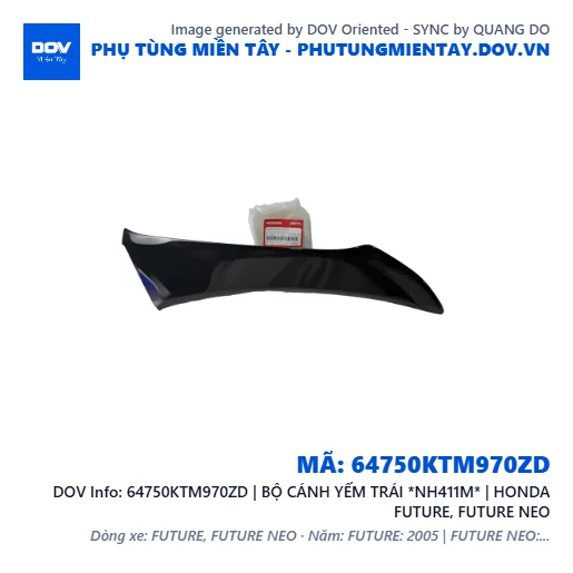 64750KTM970ZD | BỘ CÁNH YẾM TRÁI *NH411M* | HONDA FUTURE, FUTURE NEO — 64750KTM970ZD