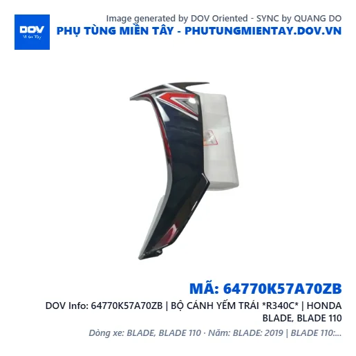 64770K57A70ZB | BỘ CÁNH YẾM TRÁI *R340C* | HONDA BLADE, BLADE 110 — 64770K57A70ZB