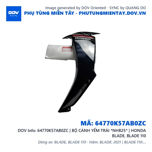64770K57AB0ZC | BỘ CÁNH YẾM TRÁI *NHB25* | HONDA BLADE, BLADE 110 — 64770K57AB0ZC