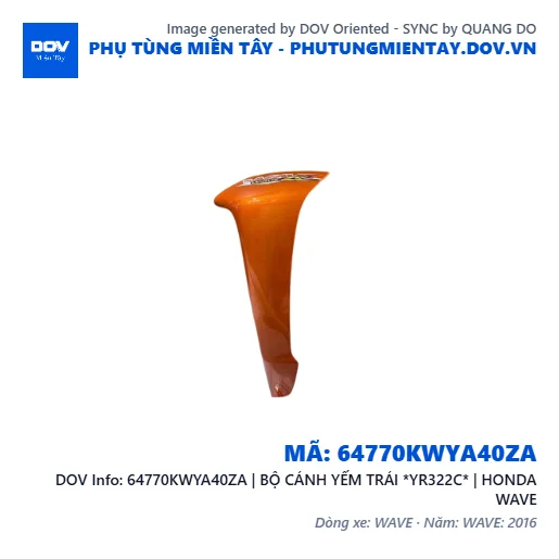 64770KWYA40ZA | BỘ CÁNH YẾM TRÁI *YR322C* | HONDA WAVE — 64770KWYA40ZA